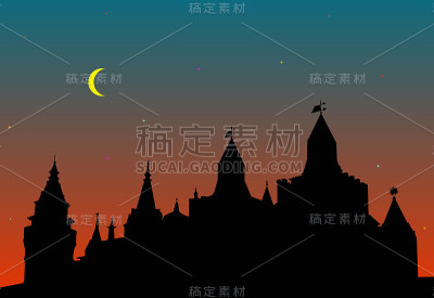 中世纪城市的剪影