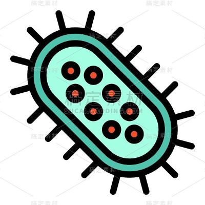 病毒或细菌矢量插图，填充样式图标
