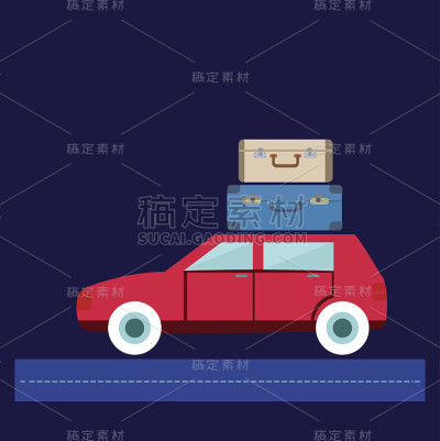 旅行车插图车与行李。