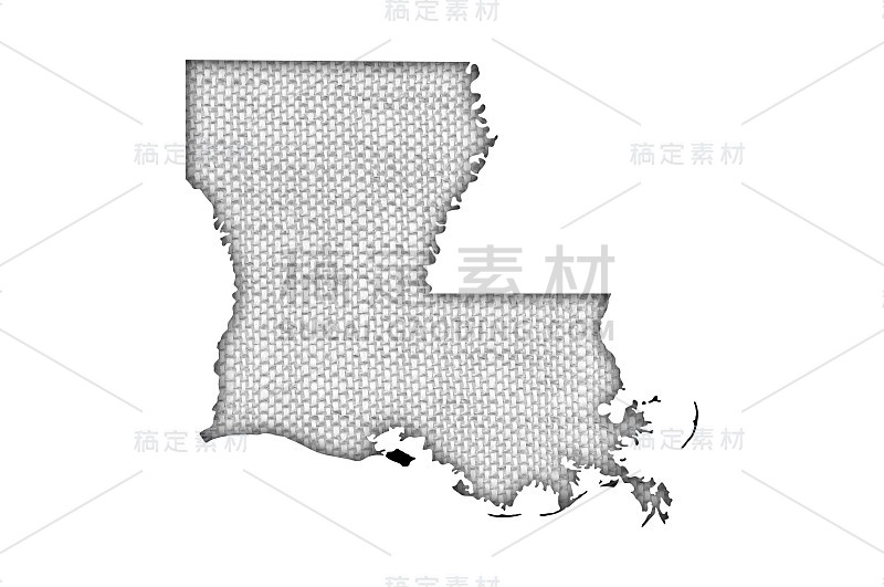 旧亚麻布上的路易斯安那州地图