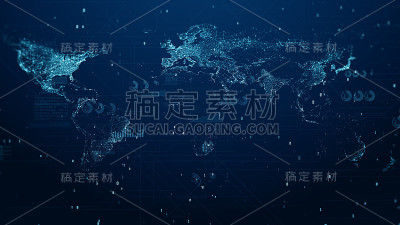HUD和数字空间与图表和技术数字数据全球网络连接的背景概念。三维渲染