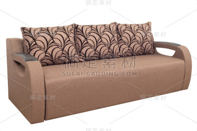 棕色现代沙发家具孤立在白色背景。
