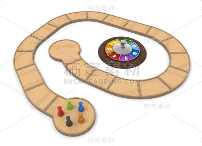 玩棋盘游戏。轮盘赌。三维渲染