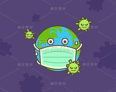 许多病毒攻击。地球戴上面具对抗Corona病毒。