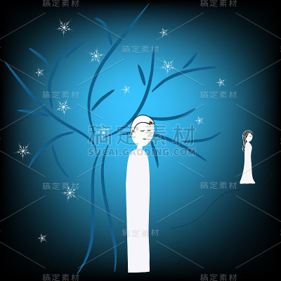 树下悲伤的男人插图
