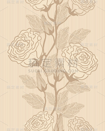 无缝花图案与玫瑰