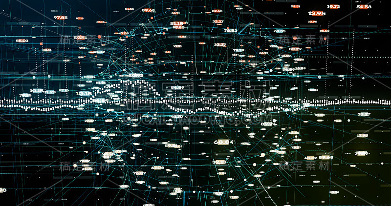 摘要数字网络数据背景，三维渲染