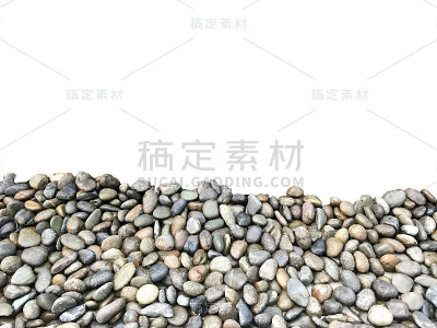 各种大小的岩石与白色背景。