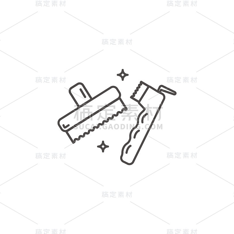 一个刷蹄镐工具的图标，用于梳理马。矢量平面轮廓插图图标或标志，为新郎，骑马学校或徒步旅行。