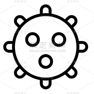 病毒或细菌矢量插图，线条样式图标