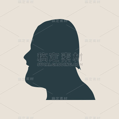 人头像侧面视图。男性的脸部轮廓