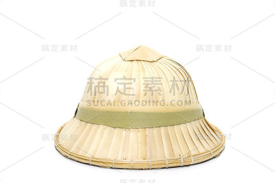 手工编织的帽子，棕榈叶孤立的白色背景