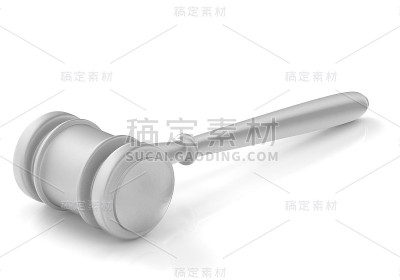 白色背景上的钢木槌和音板。法律的概念