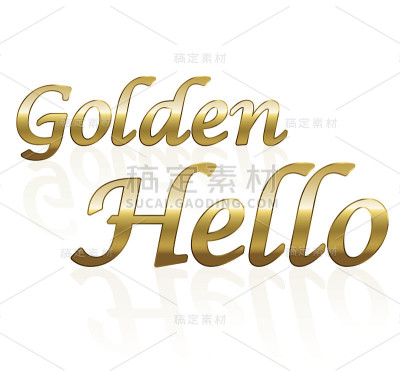 金色Hello白色背景