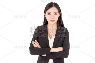 商业妇女的肖像孤立在白色的背景