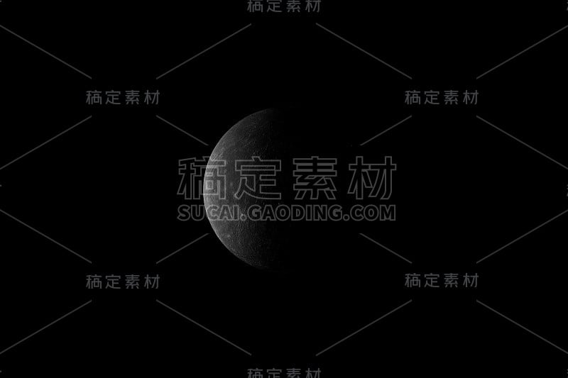 在外层空间旋转的水星行星。三维渲染