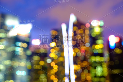 模糊抽象的背景灯光，美丽的城市景观