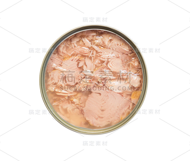 罐头金枪鱼孤立在白色背景