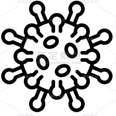 病毒或细菌矢量插图，线条样式图标