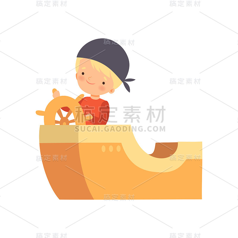 Creative Sailor Boy Character Playing Boat Made of