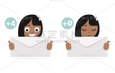 手里拿着一封信的女孩。站点的图标。有趣的动画风格。为现代网站和移动应用程序