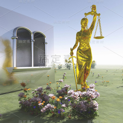 法院前的正义女神雕像3d渲染