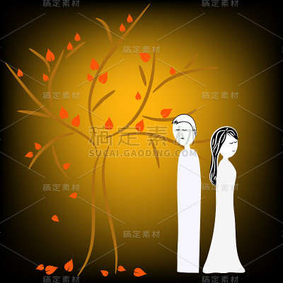 树下一对插图