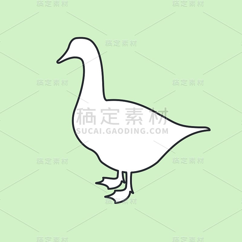 goose, gander, black outline on white background, 