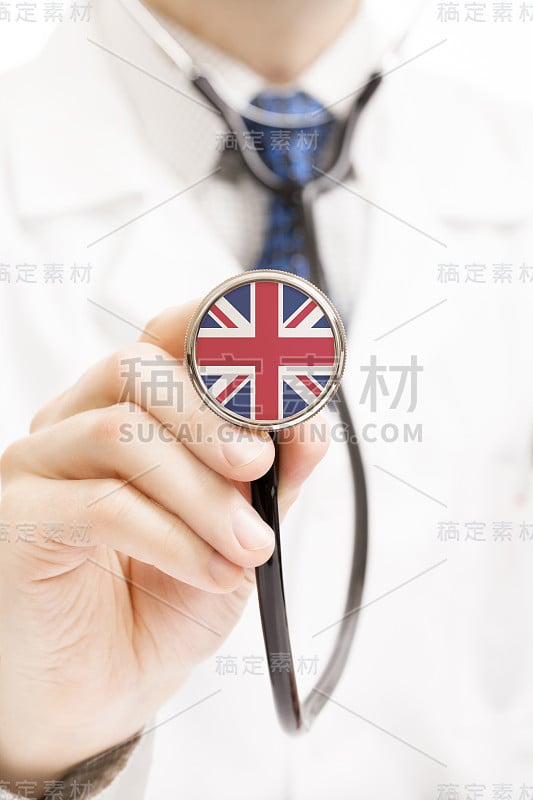 听诊器上的国旗概念系列-英国