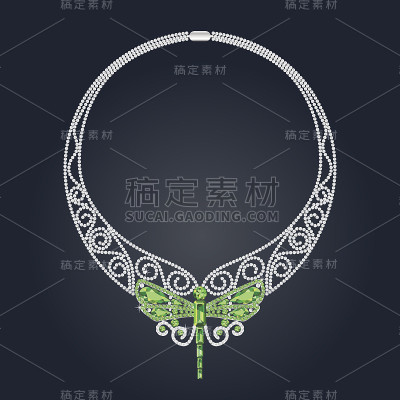 项链与绿色和白色宝石