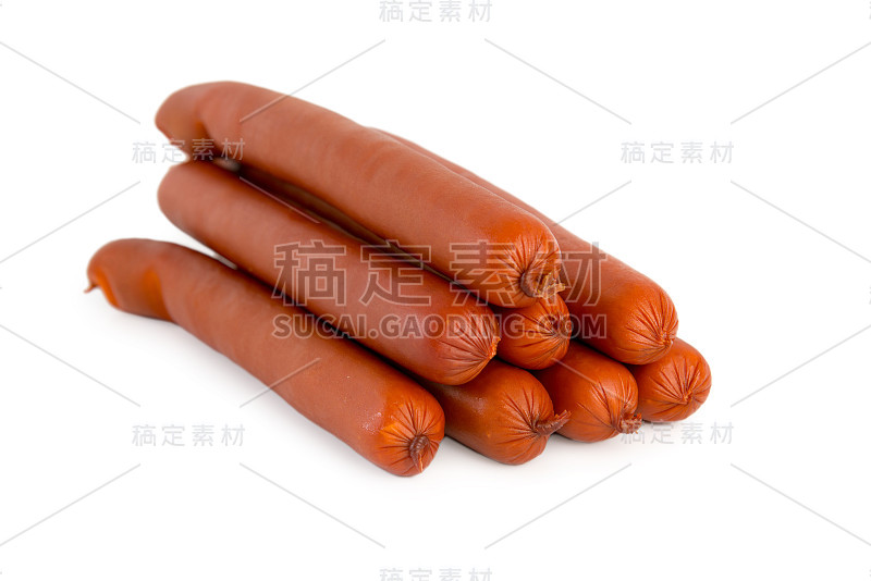 一些香肠孤立在白色的