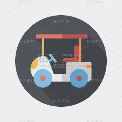 运输高尔夫球车的平面图标与长影子，eps10