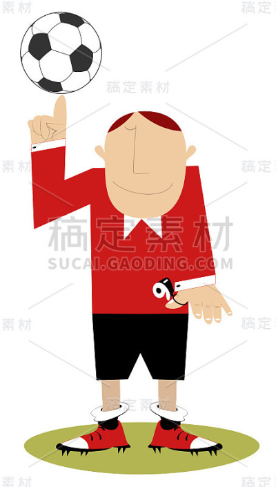 卡通裁判与哨子和足球孤立矢量插图