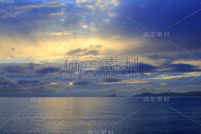 日落Formentera伊比沙岛Es Vedra地平线