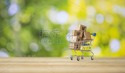网上购物概念与购物车符号