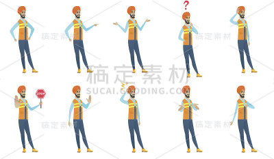 印度建设者矢量插图集