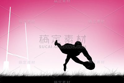 合成图像的橄榄球运动员得分一试