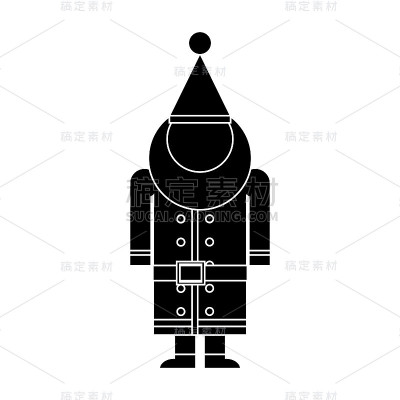 圣诞老人图标符号设计。矢量插图的圣诞老人剪影与圣诞帽，白胡子，棕色带孤立的白色背景。简单形状的风格。