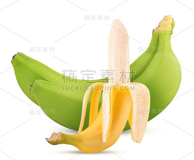 两个熟透的去皮青香蕉