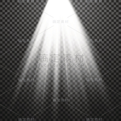 光焦点白色。模板的光效果在一个透明的背景。矢量图