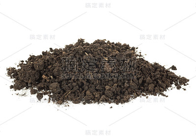 隔离在白色背景上的植物土壤堆