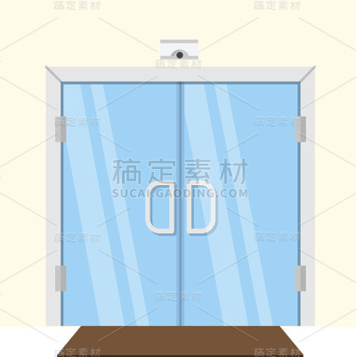 平面矢量图的透明玻璃门