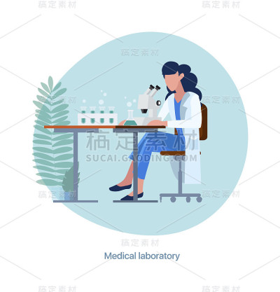 医疗专业人员在实验室检查测试