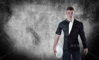 坚韧的橄榄球运动员的合成图像