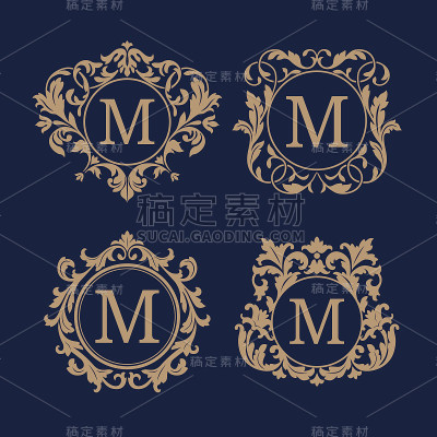 一套优雅的花交织字