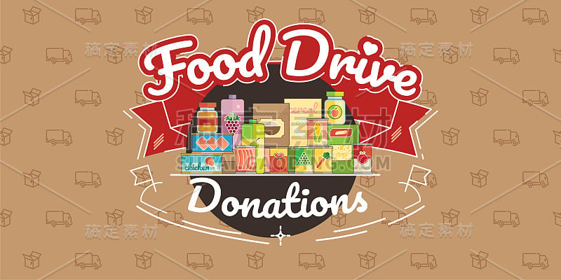 Food Drive charity movement, vector illustration