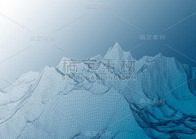 低聚山川景观。多边形的背景