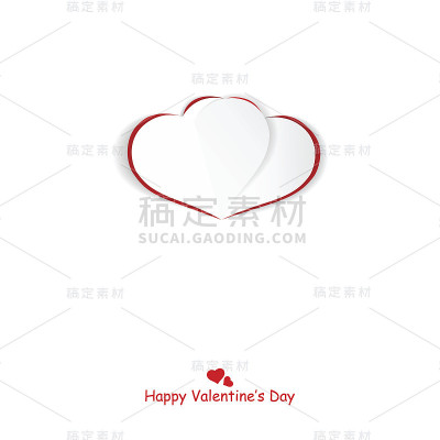 折纸心。情人节快乐的背景。白卡。