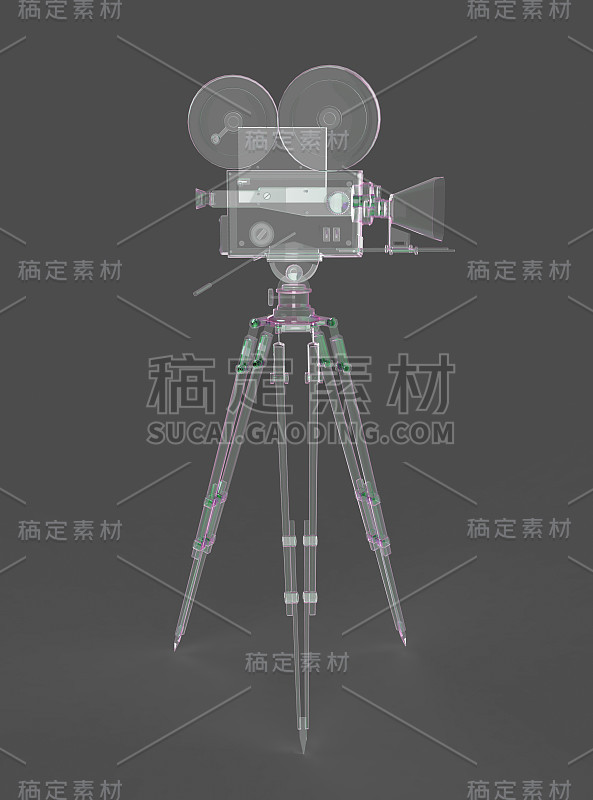 复古复古电影相机三脚架安装隔离在白色的高