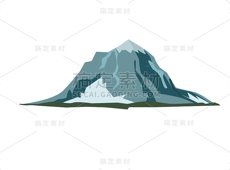 山地景观雪自然旅行远足高峰矢量插图